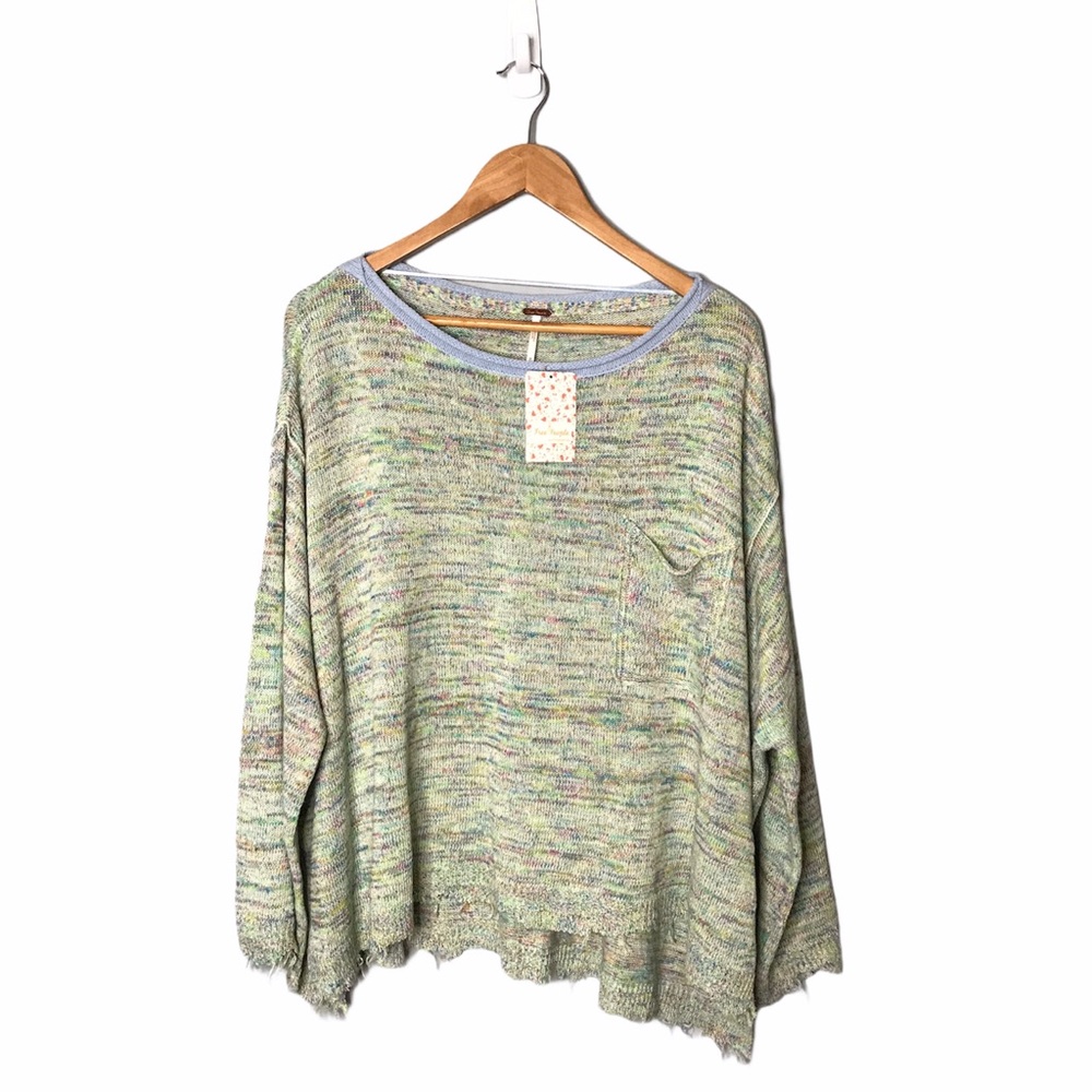 Free People | NWT Aqua Combo Boho Pullover Sweater - Picture 14 of 15
